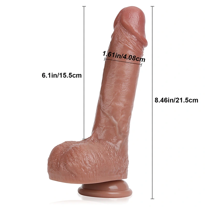 Siliconen Sliding Skin Dildo met Realistische Ballen 8,46 Inch